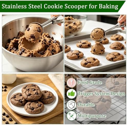 6PCS Melon Baller Scoop Set, Cookie Dough Scoop with Trigger Release