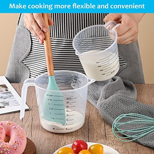 Plastic Measuring Cup,3 Pack 4/2/1 Cup Clear Measuring Cups,Stackable
