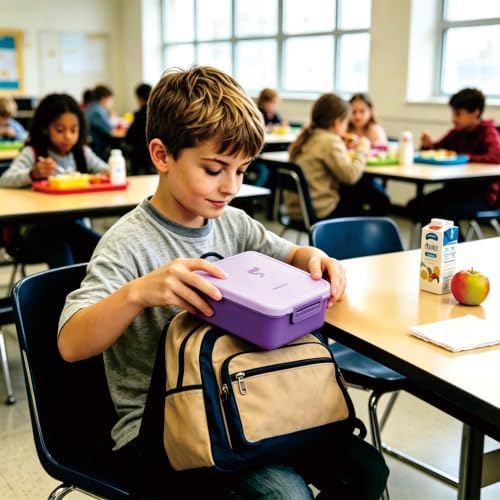 Bento Lunch Box for Kids with 10 oz Insulated Food Jar,Purple