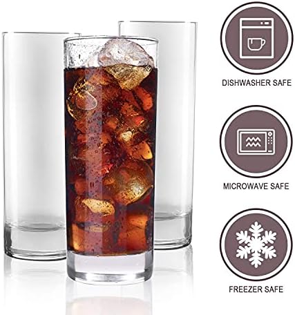 QAPPDA Highball 10 oz Drinking Glasses Set of 12, Clear Glass Cups