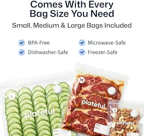 Plateful VacuSeal Handheld Vacuum Sealer, Cordless, 45 Bags