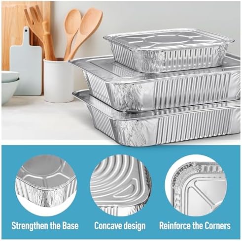 Disposable Aluminum Foil Pans with Lids, 20-Piece Combo Set, 9x13 &