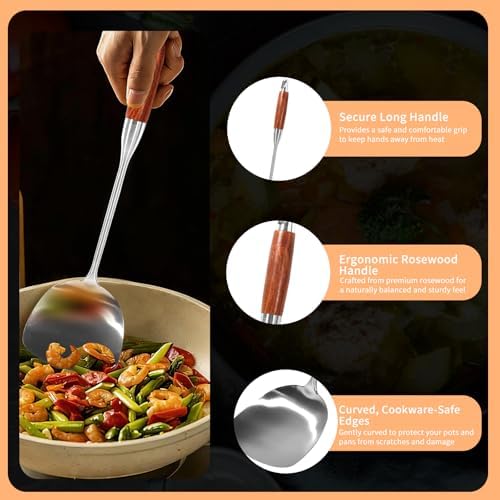 304 Stainless Steel 3-Piece Wok Utensil Set, 15-Inch