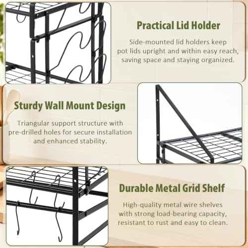 Nuanchu 39.4'' Large Pot Rack Wall Mounted 150lb High-capacity
