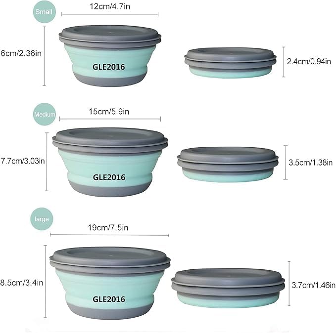 Collapsible Bowl with Lid, 6 PCs Silicone Salad Bowl with Lid Portable