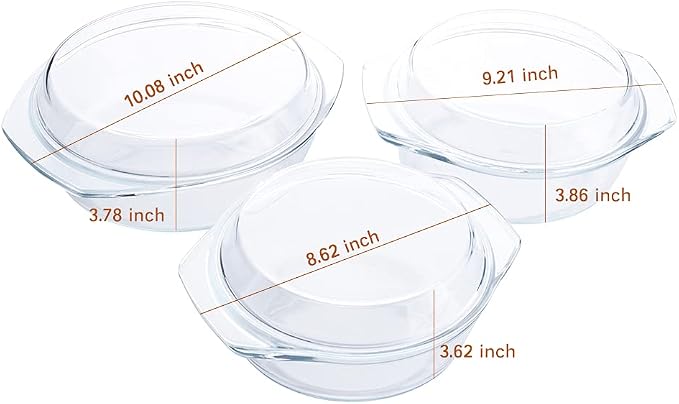 Set of 6 Pieces Round Tempered Glass Casserole Dish - Image 2