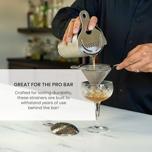 A Bar Above Cocktail Strainer Set, 3 Piece Bundle, Ergonomic and Rust