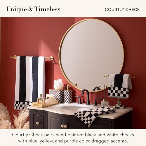 MACKENZIE-CHILDS Glass Soap Pump, Black-and-White Courtly Check