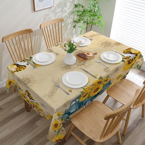 Sunflower Tablecloth 52x70 Inch, Yellow Summer Decor for Home