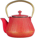 Red Cast Iron Tea Kettle, 1000ml with Infuser