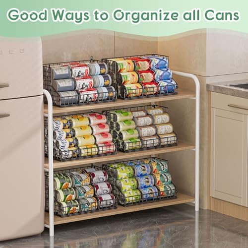 4 Pack Stackable Can Rack Organizer for Pantry Storage,Can Dispensers
