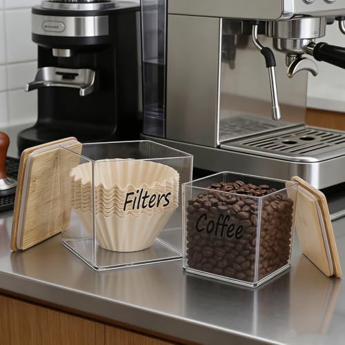 Coffee Bar Organizer Set, 2 Pack Clear PET Coffee Filter Holder and