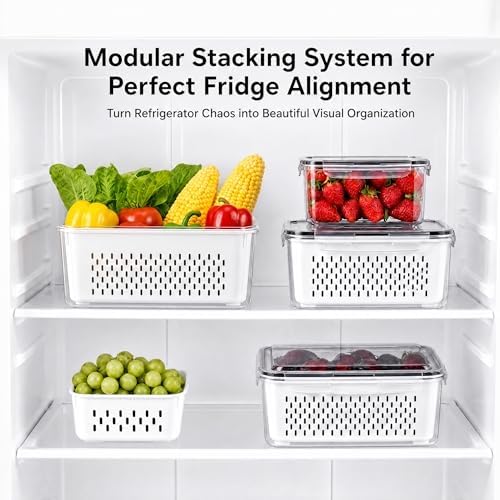 Fruit Storage Containers for Fridge, 4 Pack