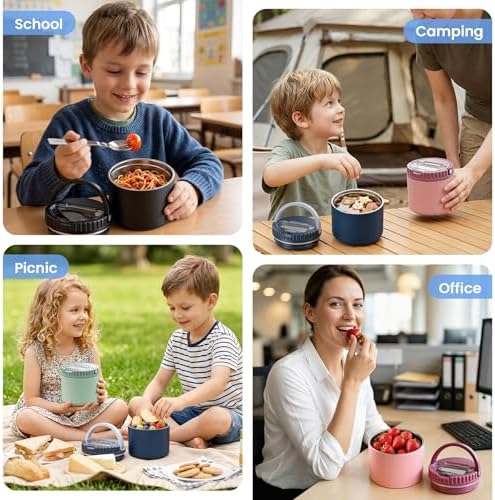 12oz Thermo for Hot Food, Insulated Food Jar with Foldable Spoon