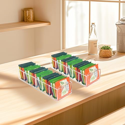 Acrylic Tea Bag Organizer Clear Teabag Holder Tea Storage Box 2 Pack