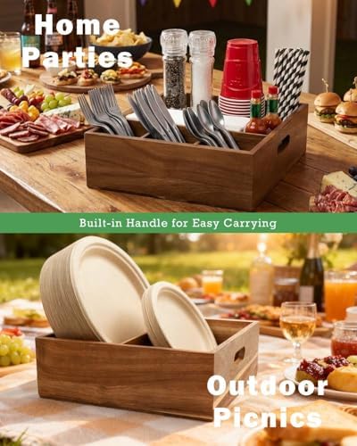 Acacia Wood Utensil Holder for Party -Nested Set of 2