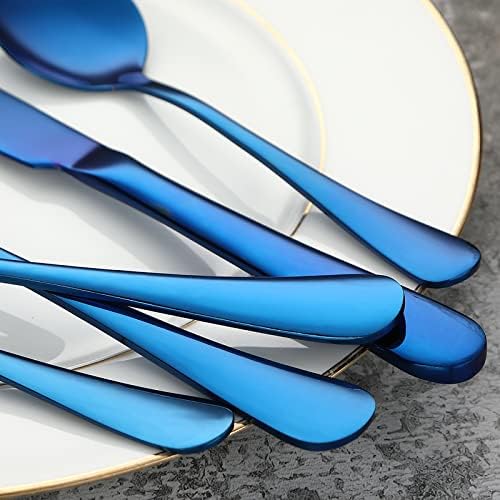 Blue Silverware Set Flatware Cutlery - 20 Pieces Stainless Steel