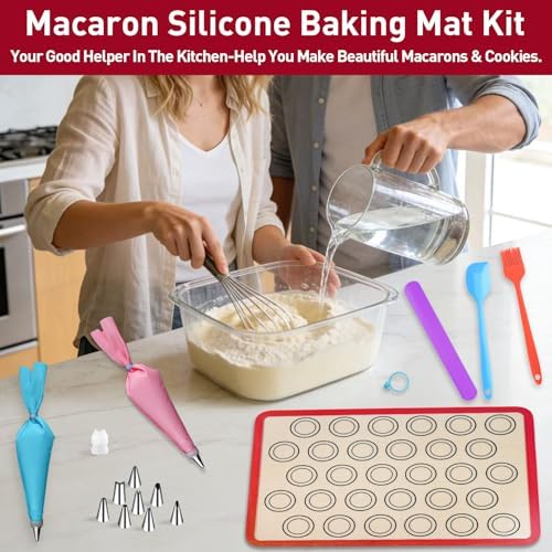 44 Pcs Macaron Silicone Baking Mats Set, Macaron Baking Supplies