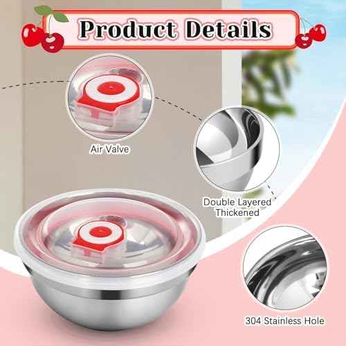 6 Set Stainless Steel Bowls for Kitchen,12oz Stainless Steel Bowl with Lids,Double Walled Insulated Soup Bowl, Metal Serving Eating Bowls for Snack,Cereal, Rice,Hot and Cold Food