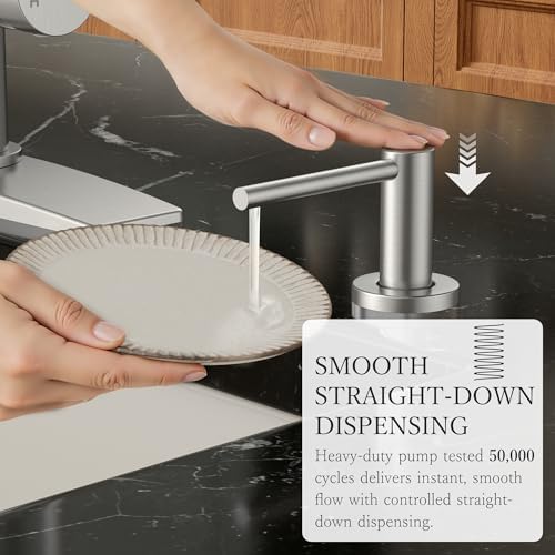 FORIOUS Soap Dispenser for Kitchen Sink, Brushed Nickel Stainless