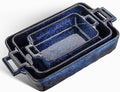 VICRAYS Ceramic Rectangular Bakeware Set, 3 PCS, Blue