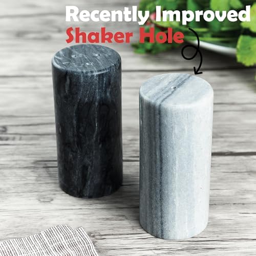 Fox Run White & Black Marble Salt & Pepper Shaker, Set 2 Spice Shakers