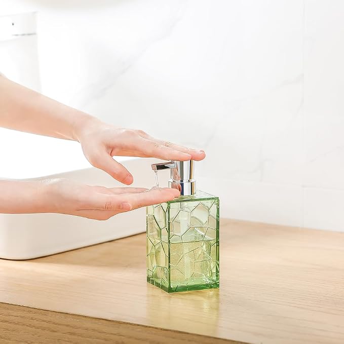 2 Pack Clear Saga Green Rust Proof Soap Dispenser Bathroom, Acrylic Plastic - Image 3