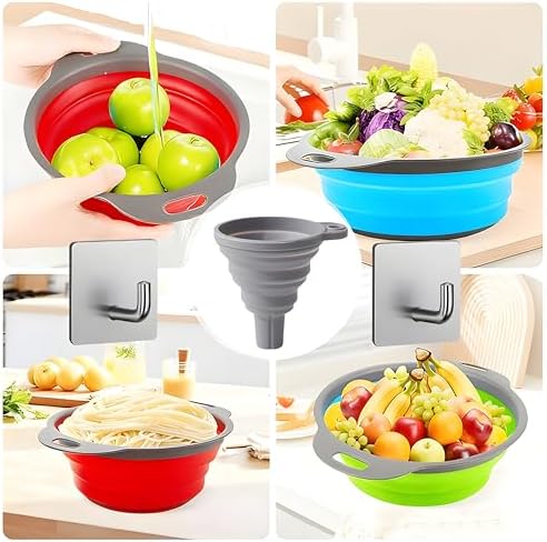 UVB Collapsible Colander Set, Space-Saving Foldable Kitchen Strainer