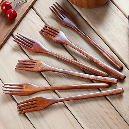 Wooden Forks, AOOSY 6 Pcs Eco-friendly Japanese Wood Salad Dinner