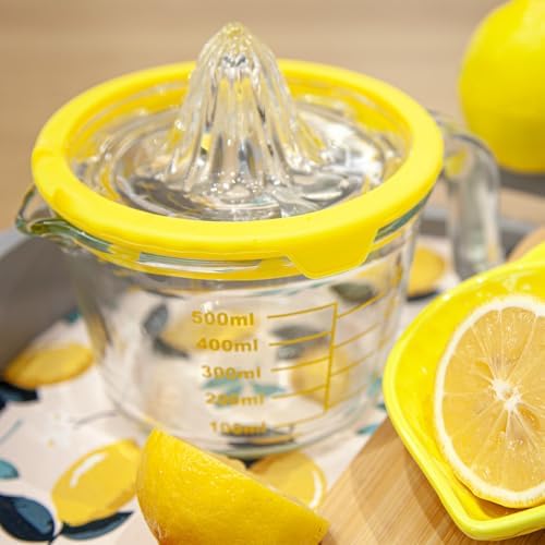 CARTMAN Glass Citrus Lemon Juicer Set, Yellow