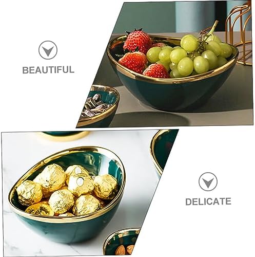 VANZACK Creative Ceramic Mixing Bowl with Spout, Green Stoneware Bowl