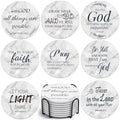Billbotk Ceramic Coasters with Bible Verses, Coasters Set of 8 with