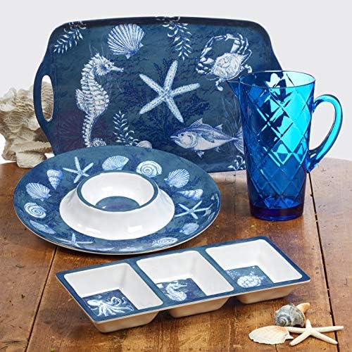 Oceanic 3-Piece Melamine Hostess Set – Includes Chip & Dip Server