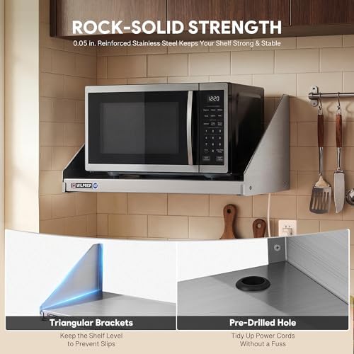 Wilprep Stainless Steel Folding Wall Shelf, 18 x 24 Inch