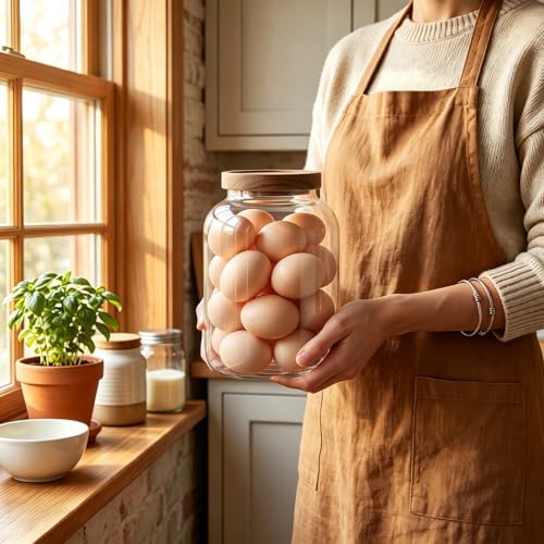 Bekith 2 Pack Large Glass Food Storage Jar with Airtight Wooden Lid