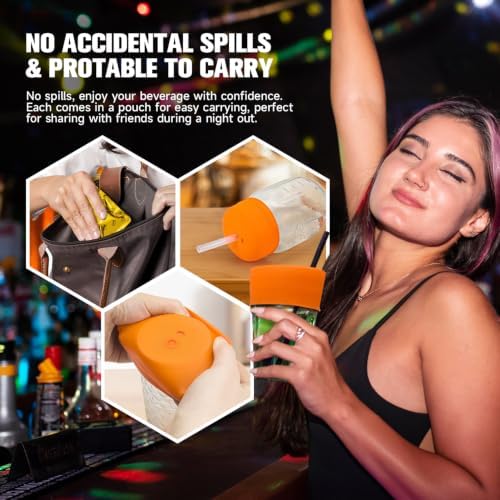 Reusable Drink Protection Cover, 100% Silicone, 6 Colors