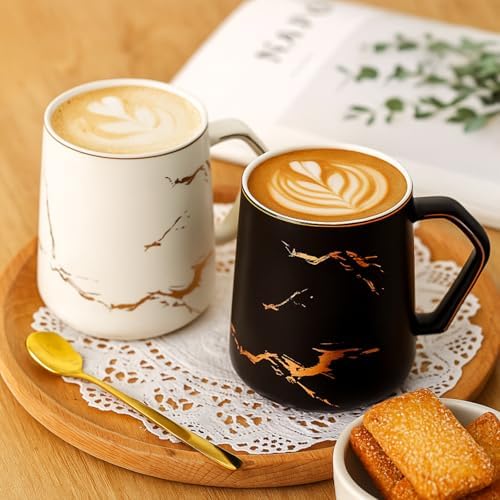 ZENFUN 2 Pack Ceramic Mug Set for Couple, Coffee Mugs with Gift Box
