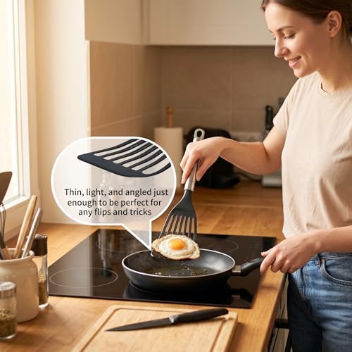 KSENDALO 2 Pack Thin Flexible Fish Spatula for Nonstick Cookware