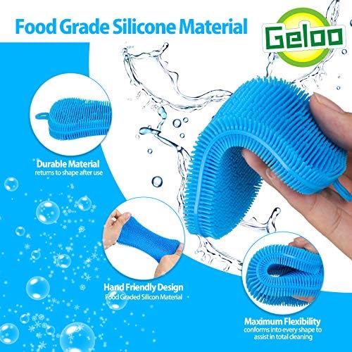 Geloo.Silicone Sponge Dish Brush, 3 Pack