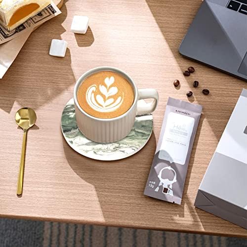 6 Pcs Green Ceramic Coasters with Holder Drink Modern Absorbent