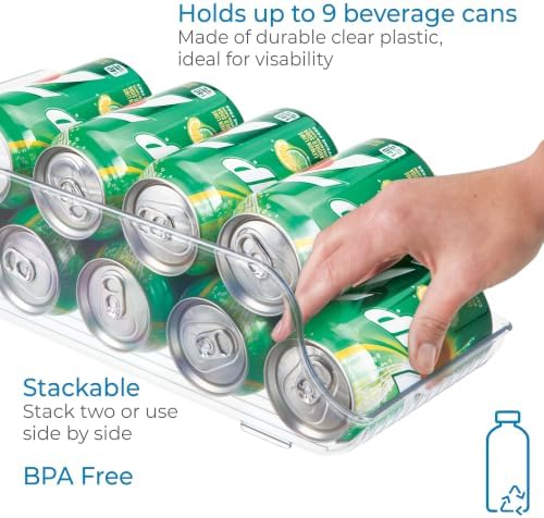 iDesign Water Bottle Organizer and Soda Can Dispenser for Refrigerator