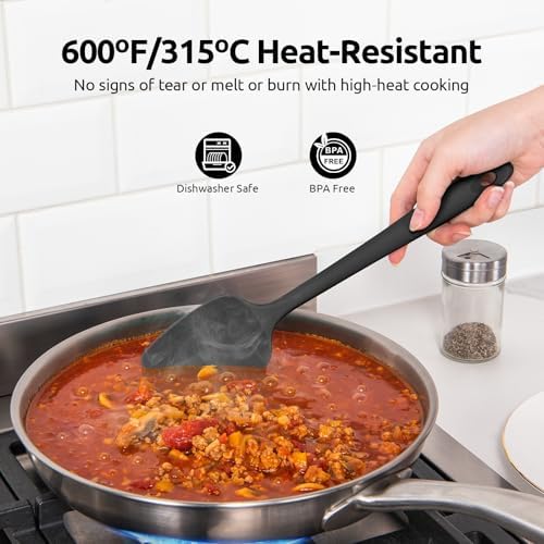 U-Taste 600oF Heat Resistant Silicone Spatulas for Cooking, 4Pcs/Black