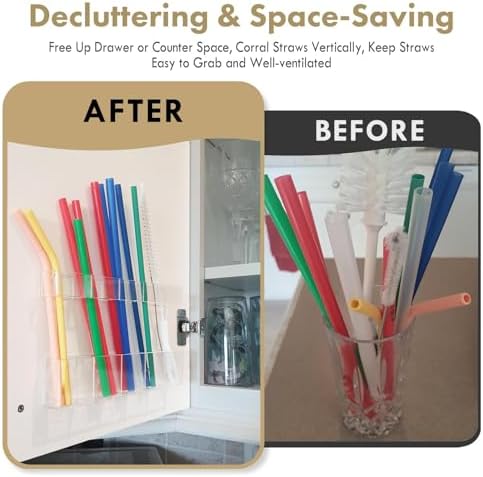 Acrylic Straw Holder for Cabinet Door - Child-Safe Organizer &
