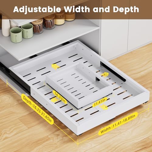 Pull Out Cabinet Organizer, Expandable Width (11.4"-18.9") Depth