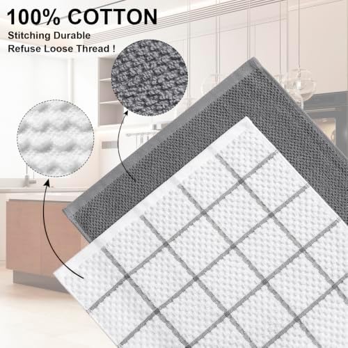 100% Cotton Kitchen Dish Towels, 16" x 26" Kitchen Towels Set, 6 Pack