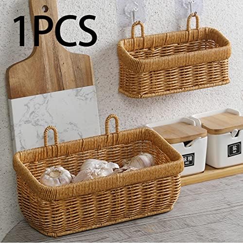 Storage Basket Handmade Container Wall Hanging Basket with Handle for