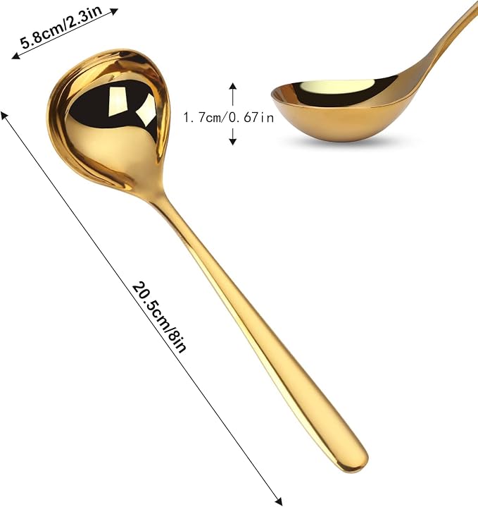 Comicfs 4 Pack Small Soup Ladles, Sauce ladles, SUS 304 Stainless Steel Small - Image 2