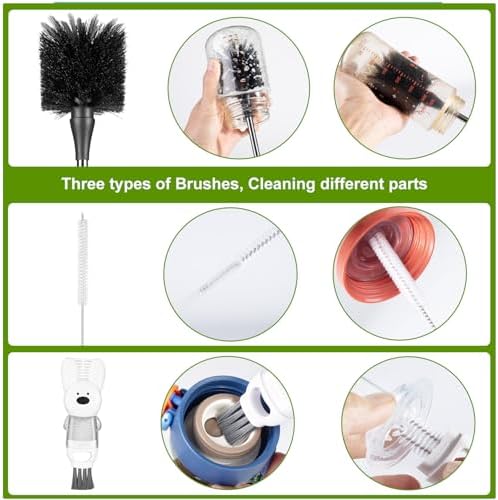 [3 Pack] Bottle Brushes, Stainless Steel Long Handle Water Bottle