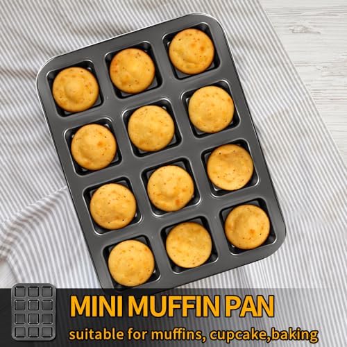 12 Cup Muffin Cupcake Pan, Nonstick Mini Muffin Baking Pan, 12 Cavity