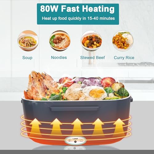 Electric Heated Lunch Boxes Adults: 80W Electric Lunch Box Food Heated